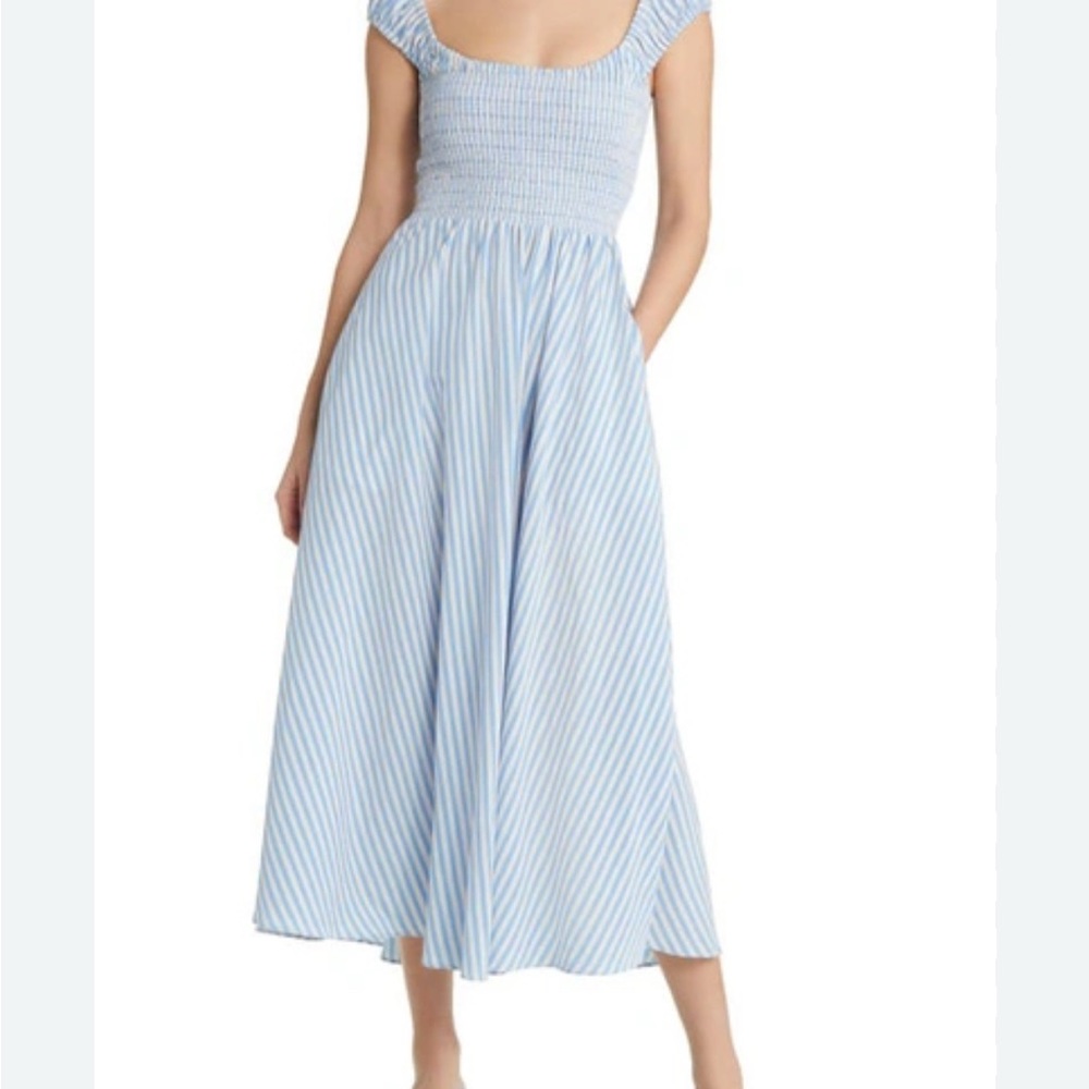 La Ligne Vivian Dress - Cream and Cornflower